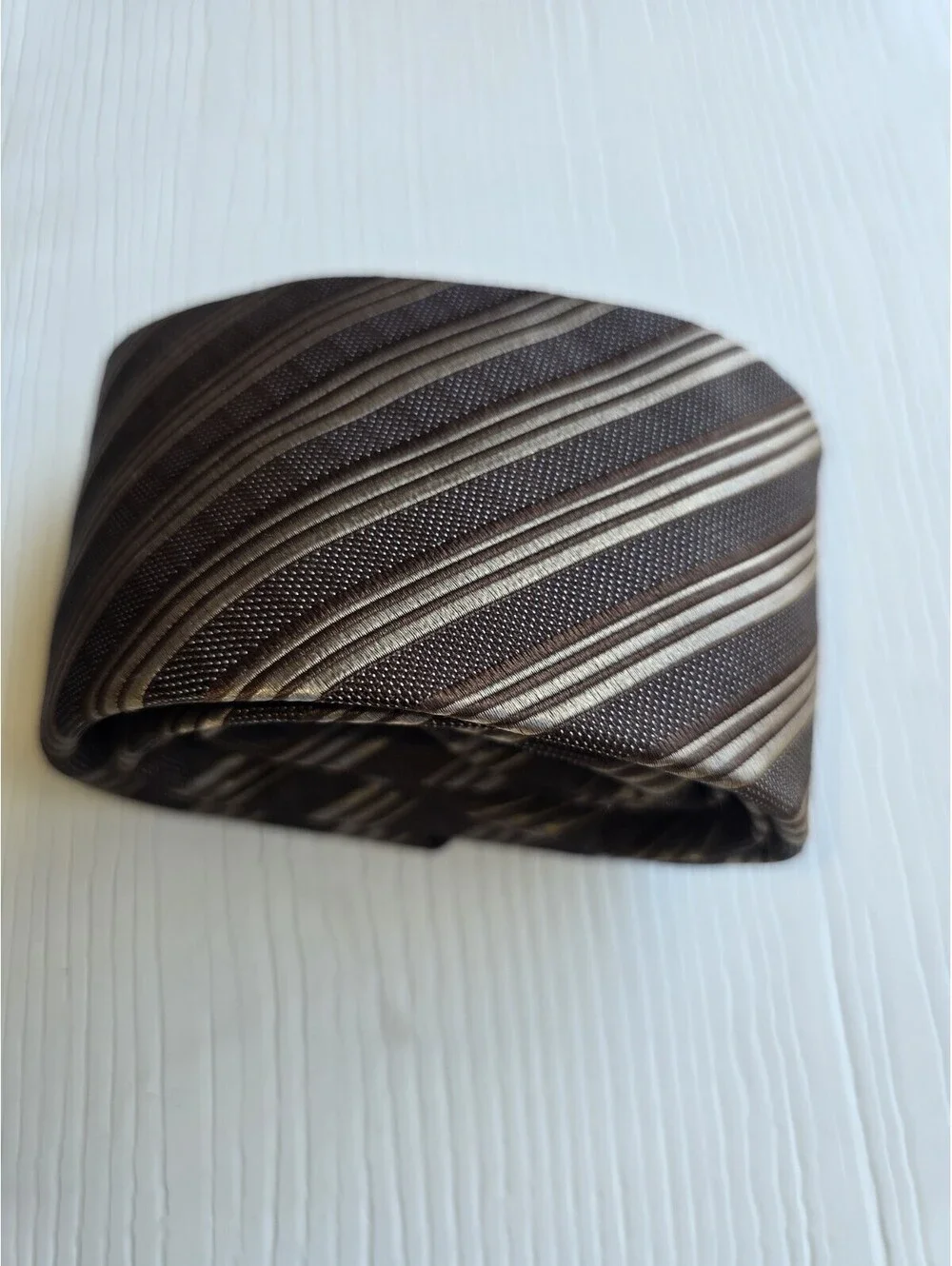 Forsyth F.O.G. Brown Striped Silk Necktie Classic Men's Tie